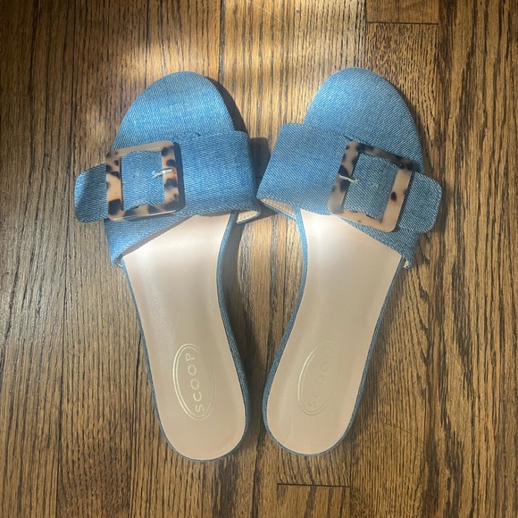 Blue Denim Slide Sandals - Picture 1 of 3